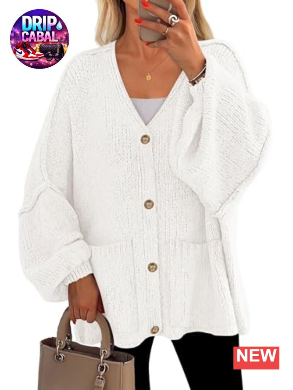 Oversized Chunky Cardigan Sweater V-Neck Button Down Long Sleeve